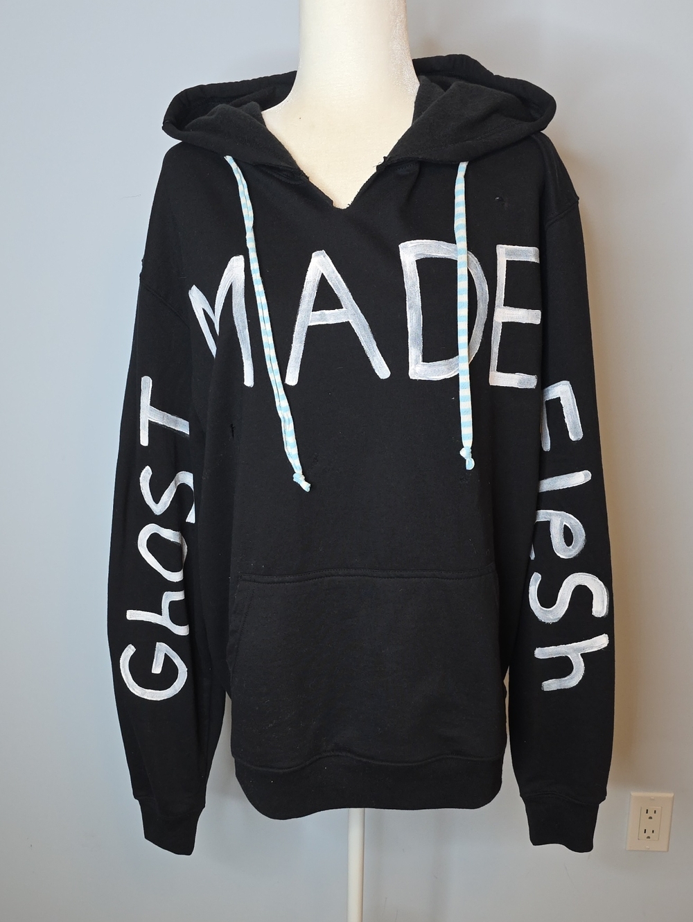 Black DIY  Graphic Pullover Hoodie